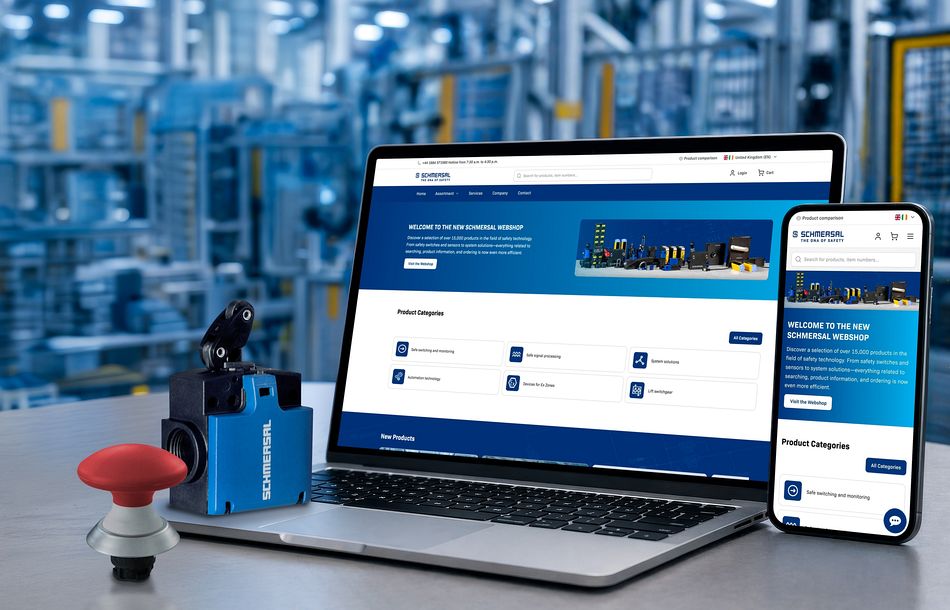Mit dem neuen Webshop investiert Schmersal konsequent in die digitale Zukunft und bietet Kunden weltweit einen modernen, leistungsfähigen und benutzerfreundlichen Zugang zum Produktportfolio Neuer Webshop von Schmersal
