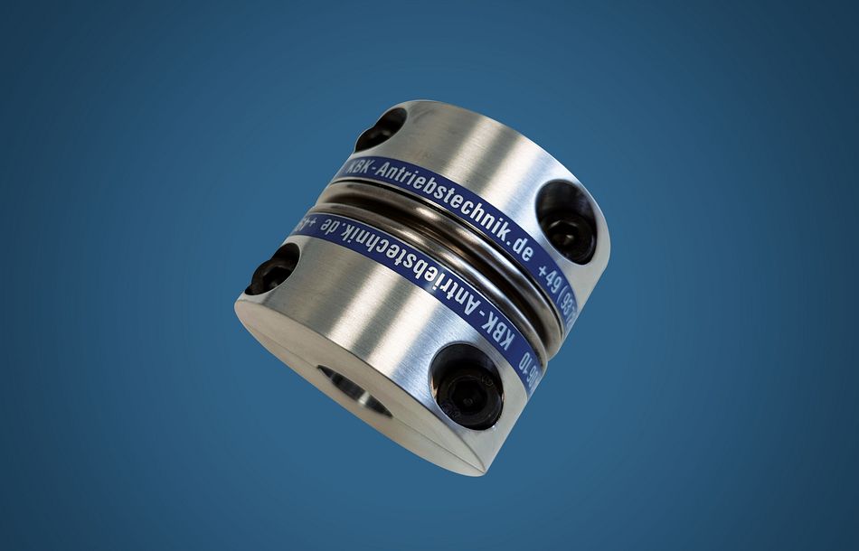 Metallbalgkupplung KB4HCK von KBK Antriebstechnik, vor blauem Hintergrund